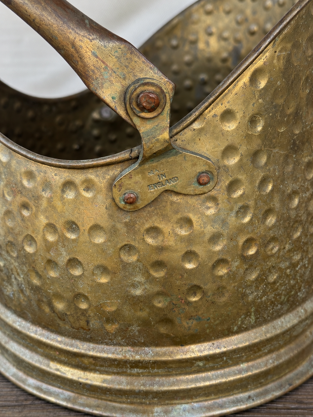 English Hammered Brass Coal Scuttle / Bucket photo 3