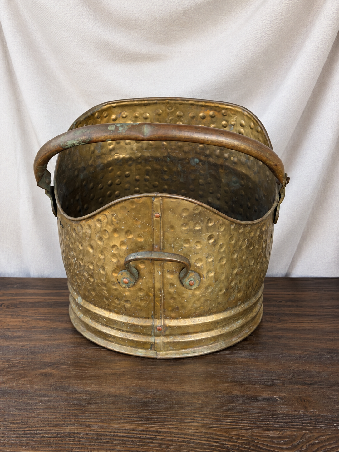 English Hammered Brass Coal Scuttle / Bucket photo 4