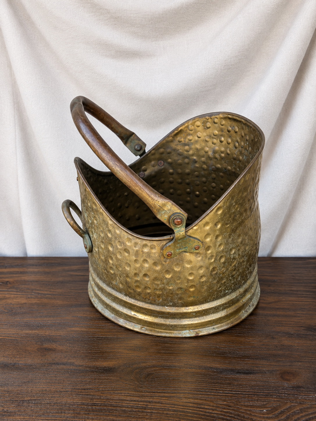English Hammered Brass Coal Scuttle / Bucket photo 5