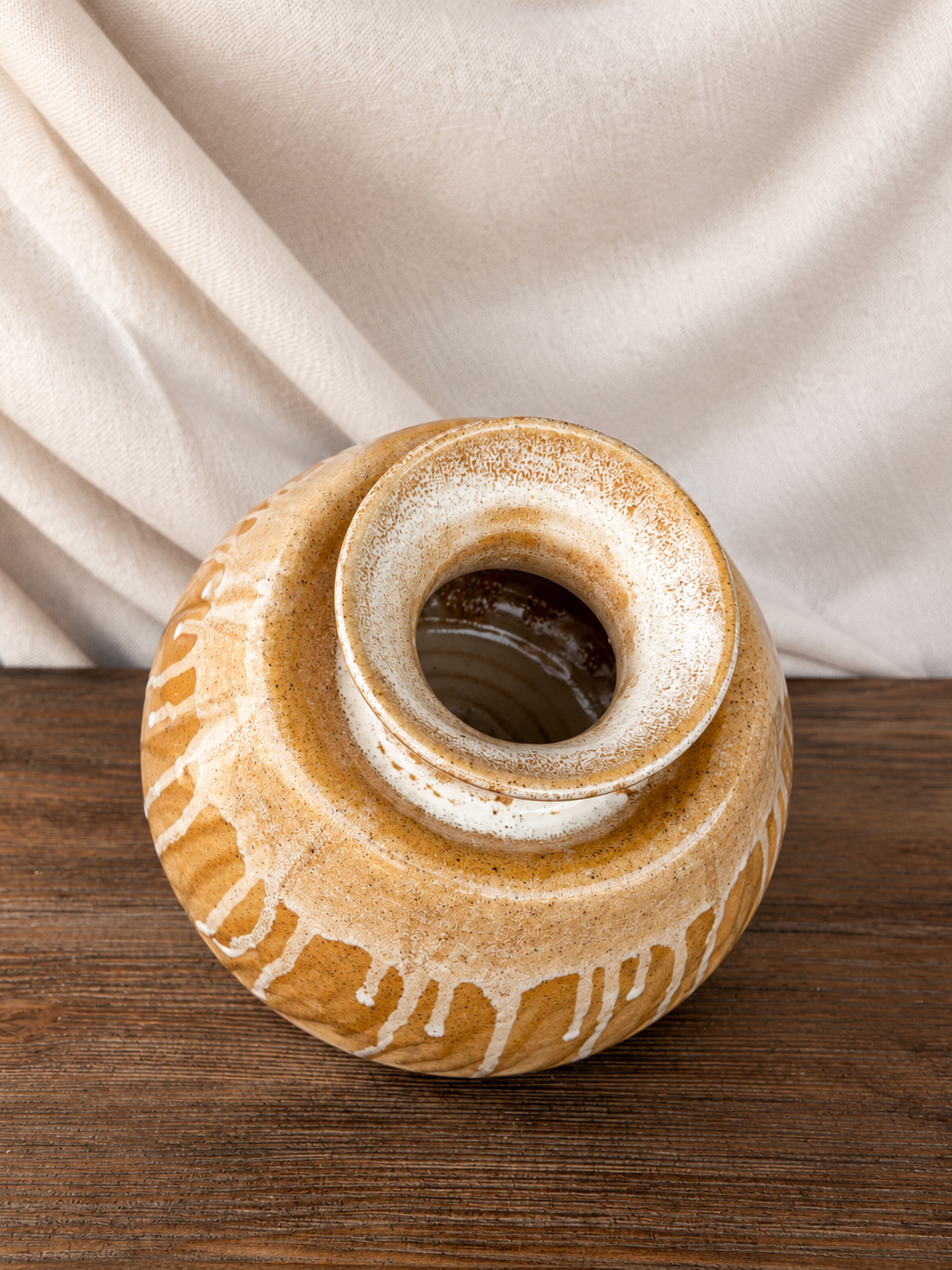 Warm Drip-Glazed Stoneware Vase photo 3