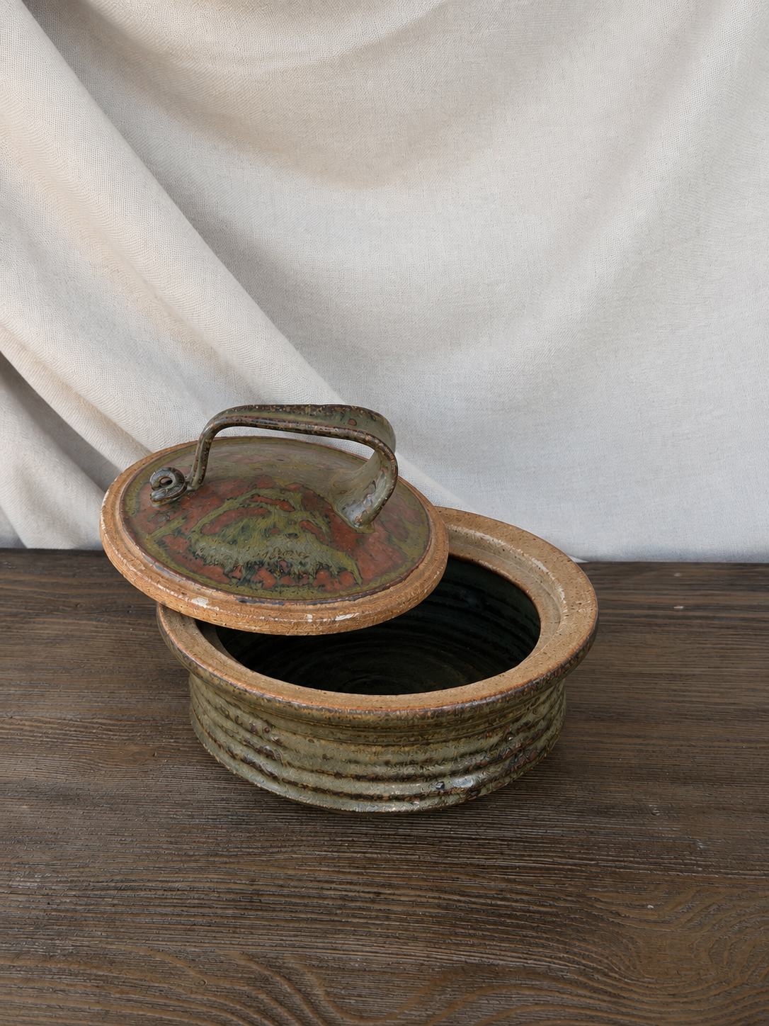 Green/Brown Studio Pottery Lidded Vessel photo 7
