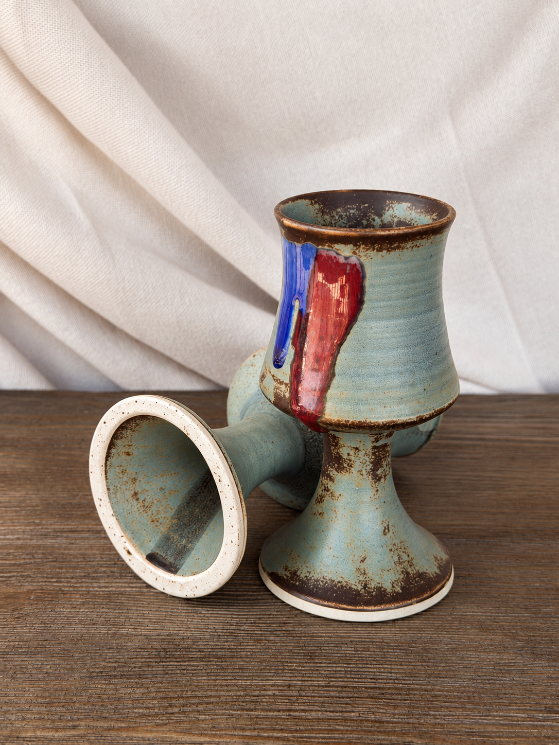 Pair of Seafoam Ceramic Goblets photo 4