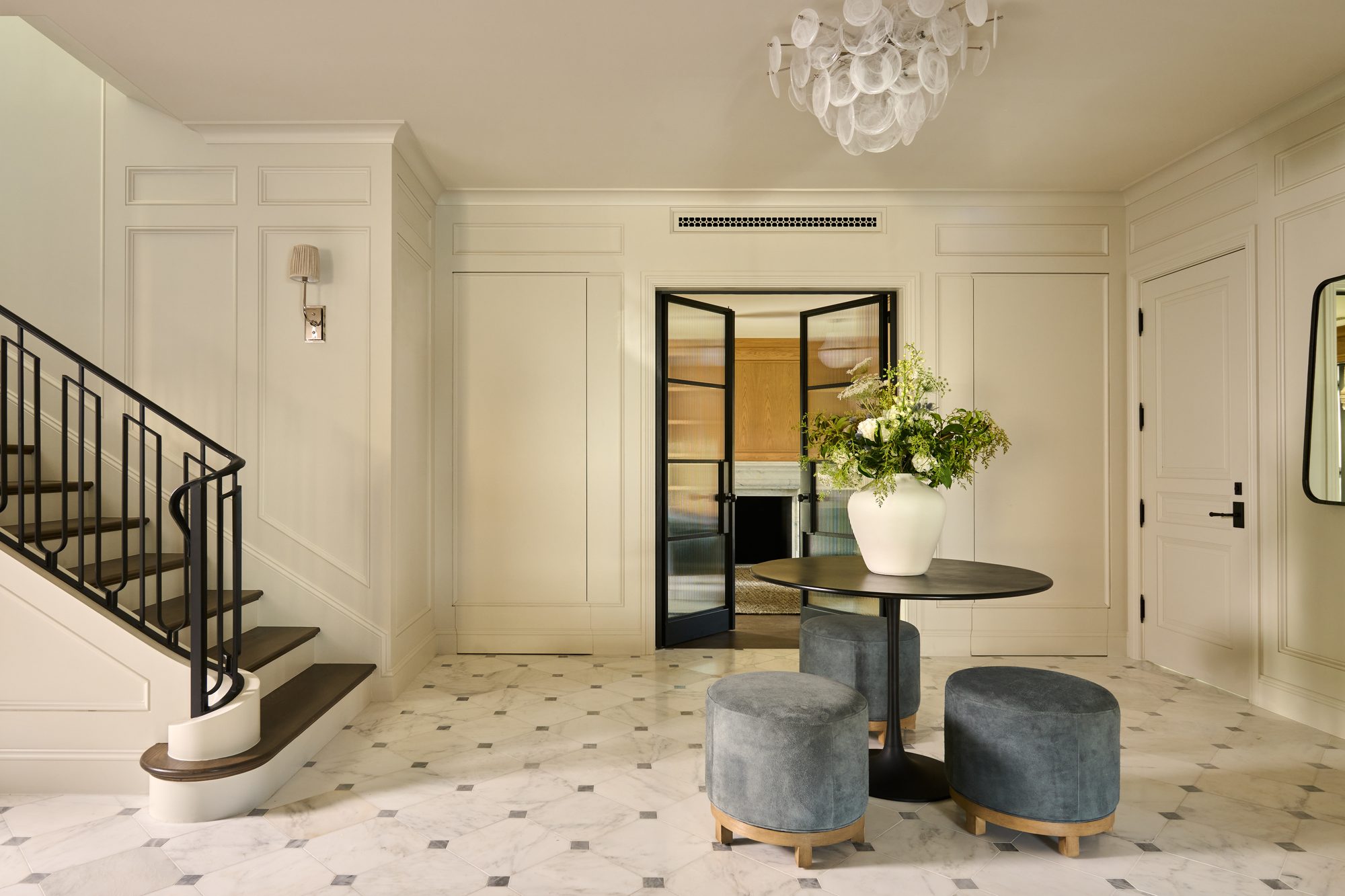 Blue Laurel entry foyer with staircase