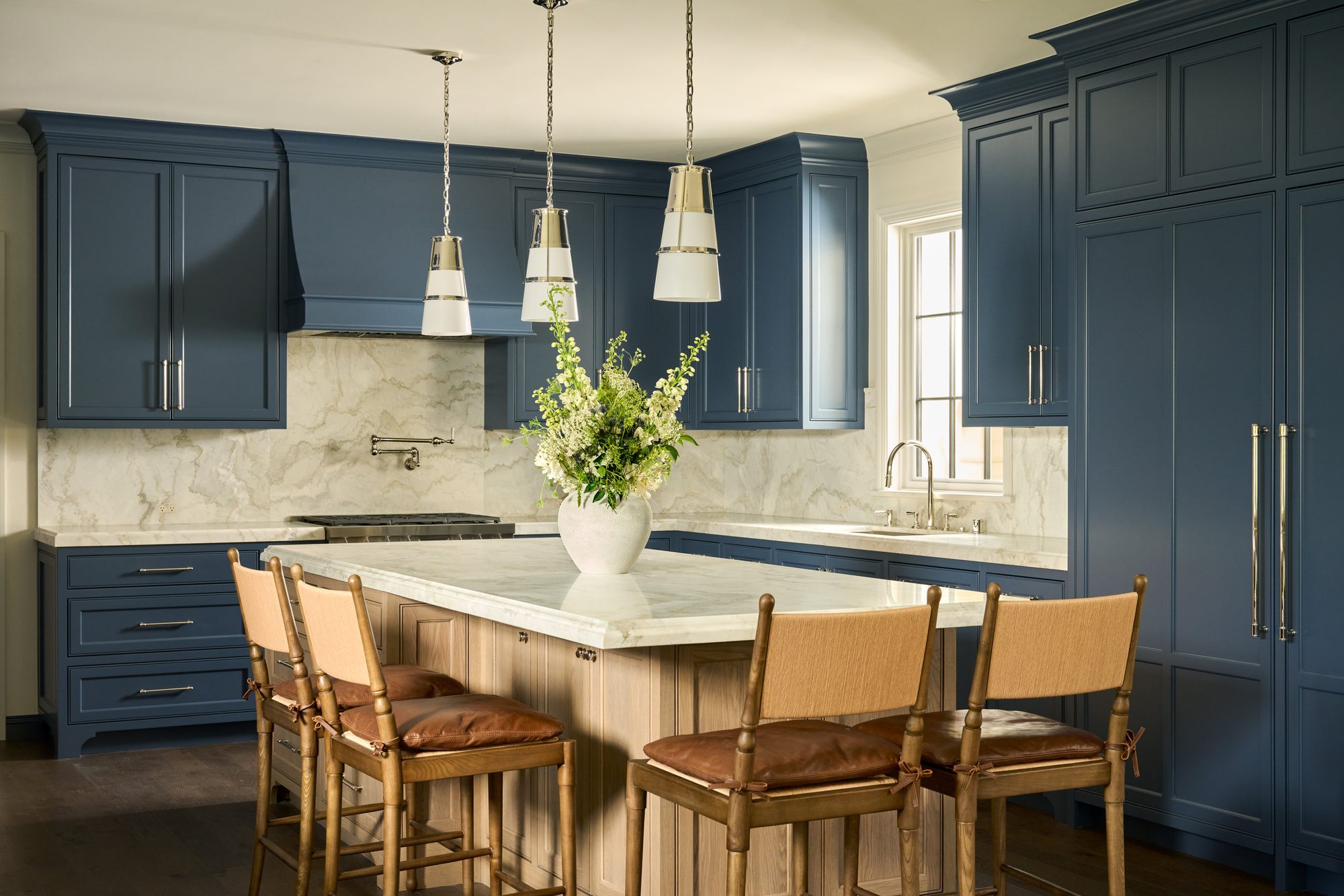 Blue Laurel kitchen with blue cabinetry