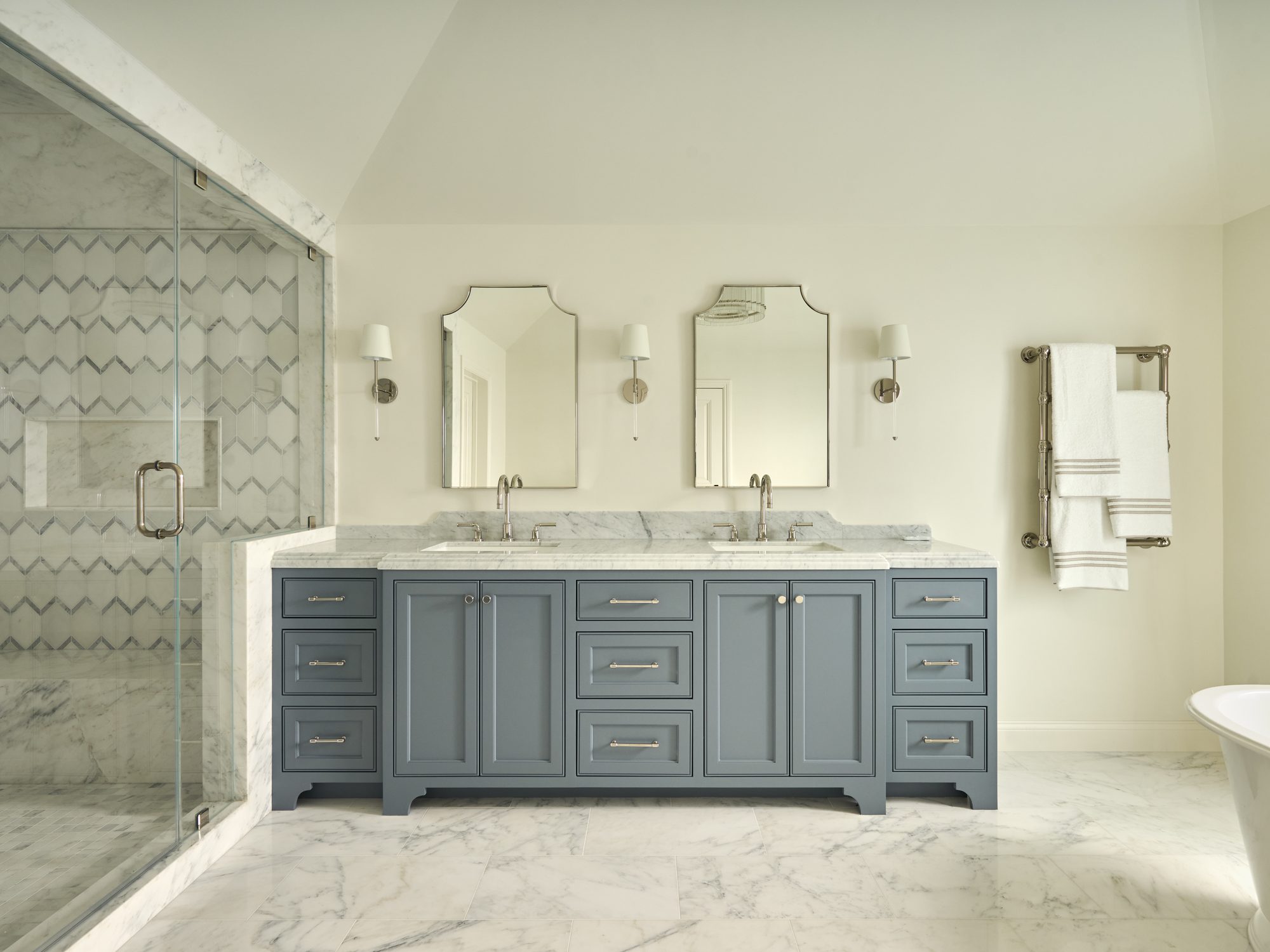 Blue Laurel primary bathroom double vanity