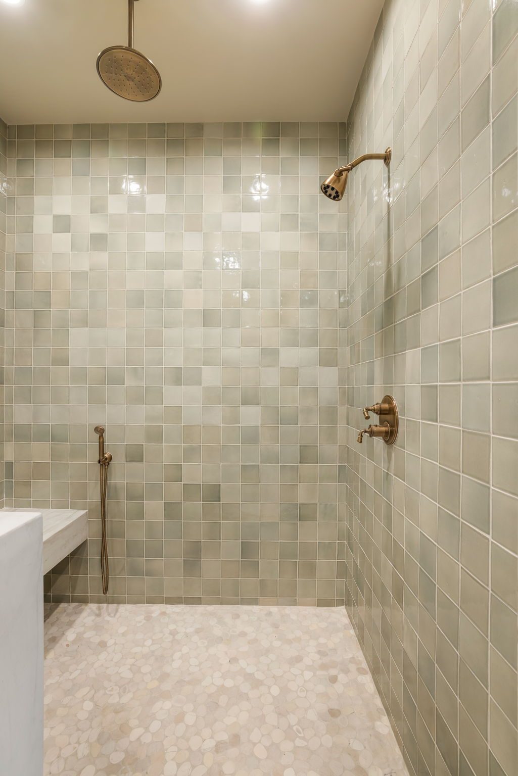 Storybook House green tile shower detail