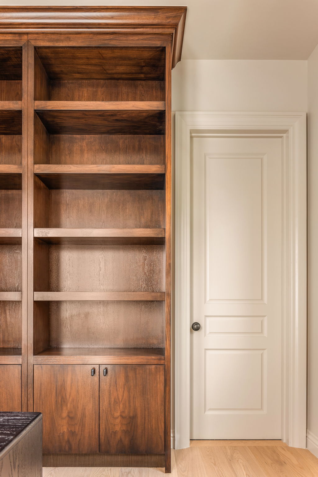 The Thistle House built-in wood library shelving